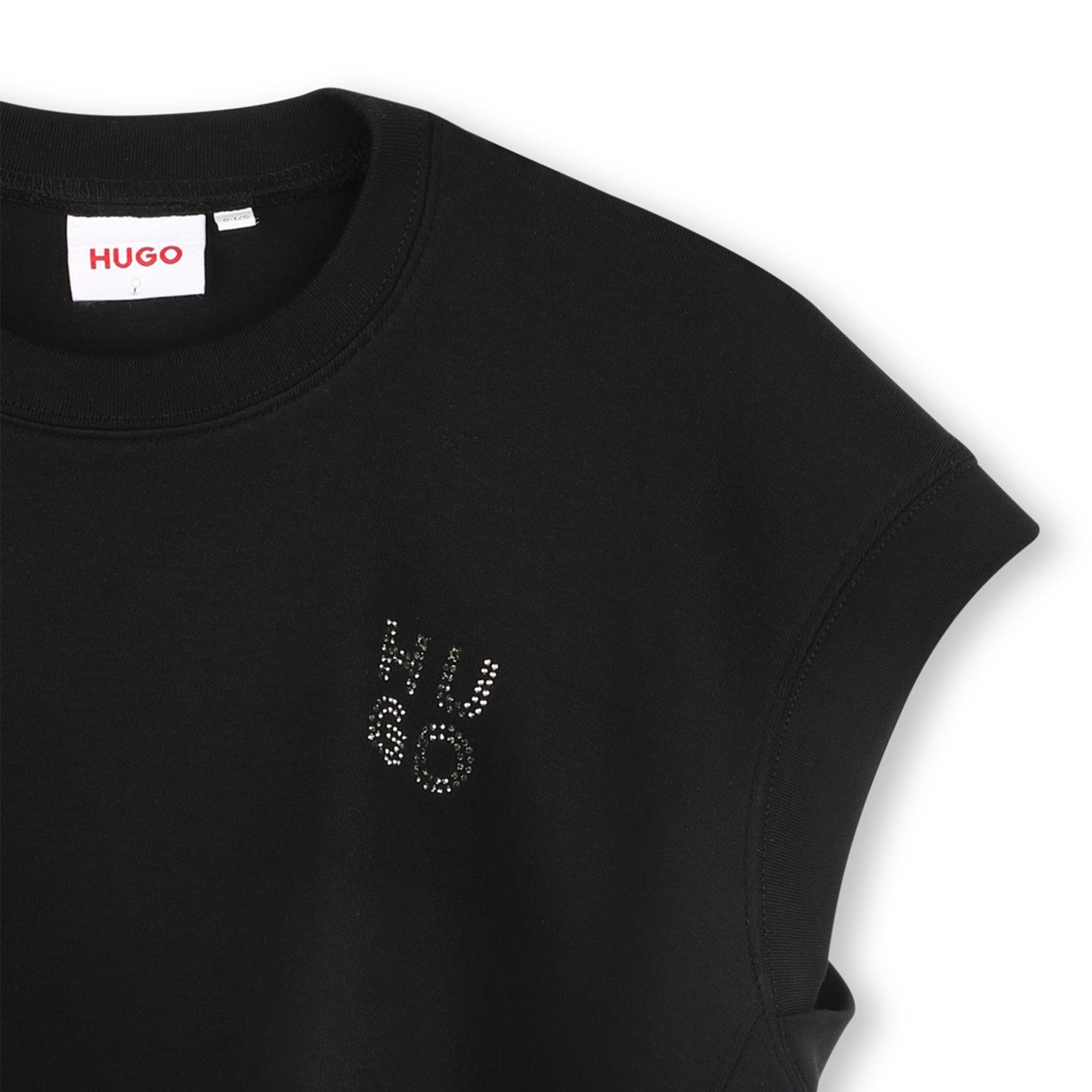 Camiseta Cropped Sin Manga Negra Interlock