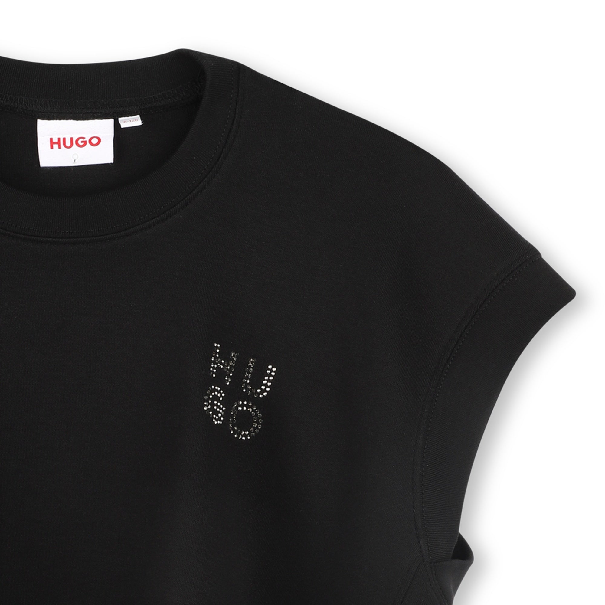 Camiseta Cropped Sin Manga Negra Interlock