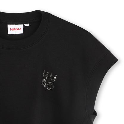Camiseta Cropped Sin Manga Negra Interlock