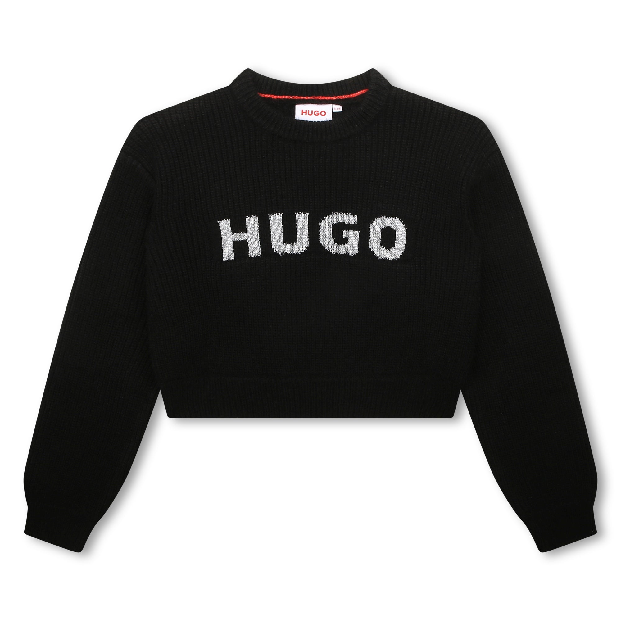 Sweater Cropped Negro HUGO Lurex Niña