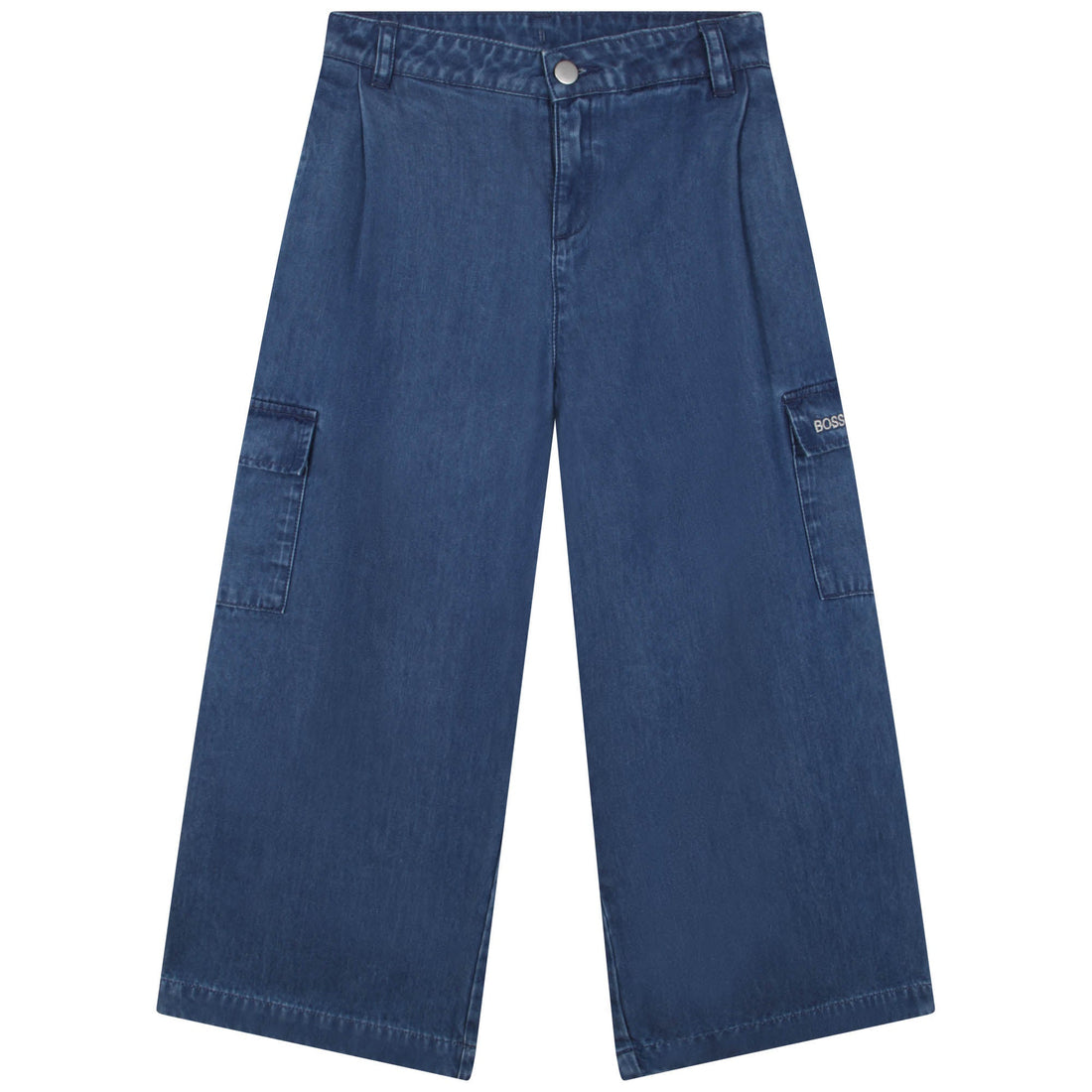 Jeans Cargo Wide Leg Denim Azul