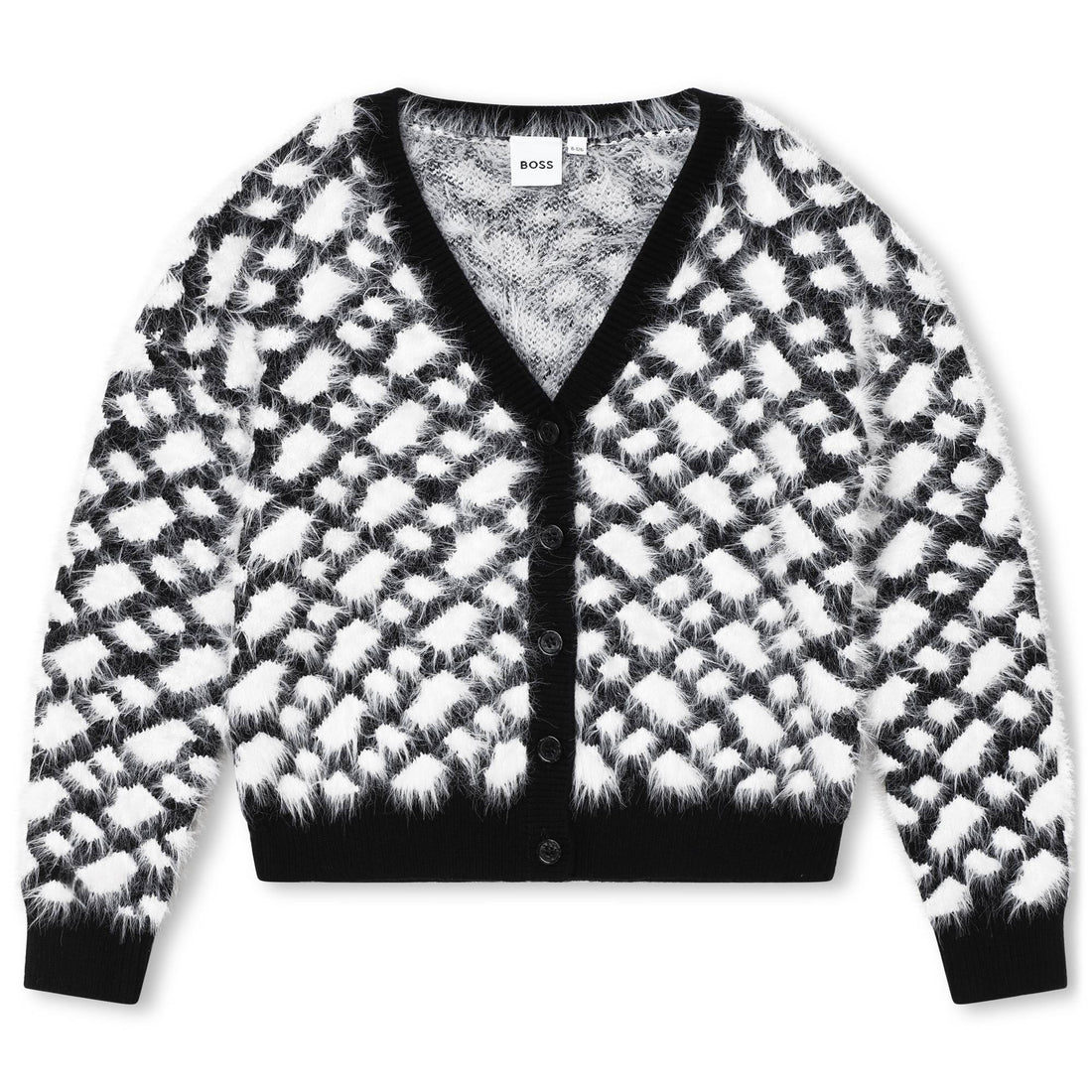 Cardigan Tejido Blanco &amp; Negro Monograma B Niña