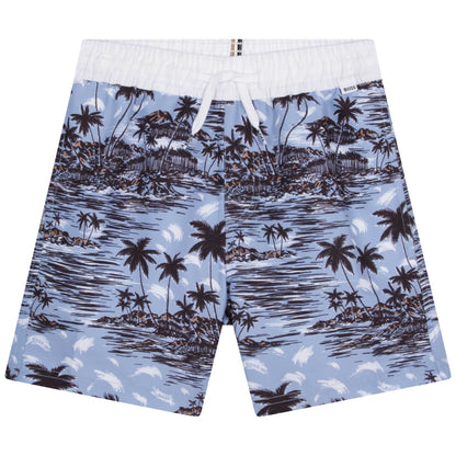 Bermuda Surf Celeste Estampado Tropical