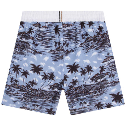 Bermuda Surf Celeste Estampado Tropical