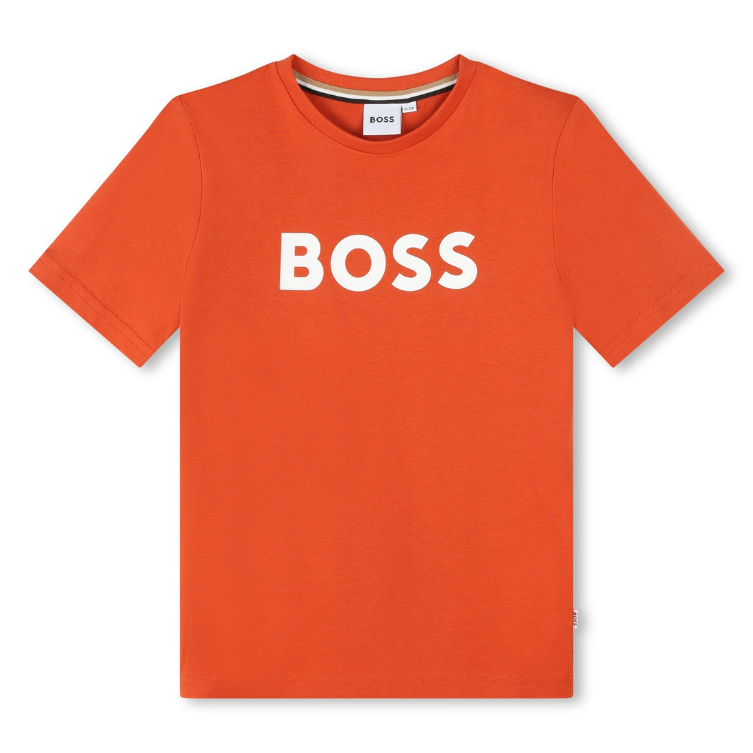 Camiseta Naranja Manga Corta Estampado BOSS Niño
