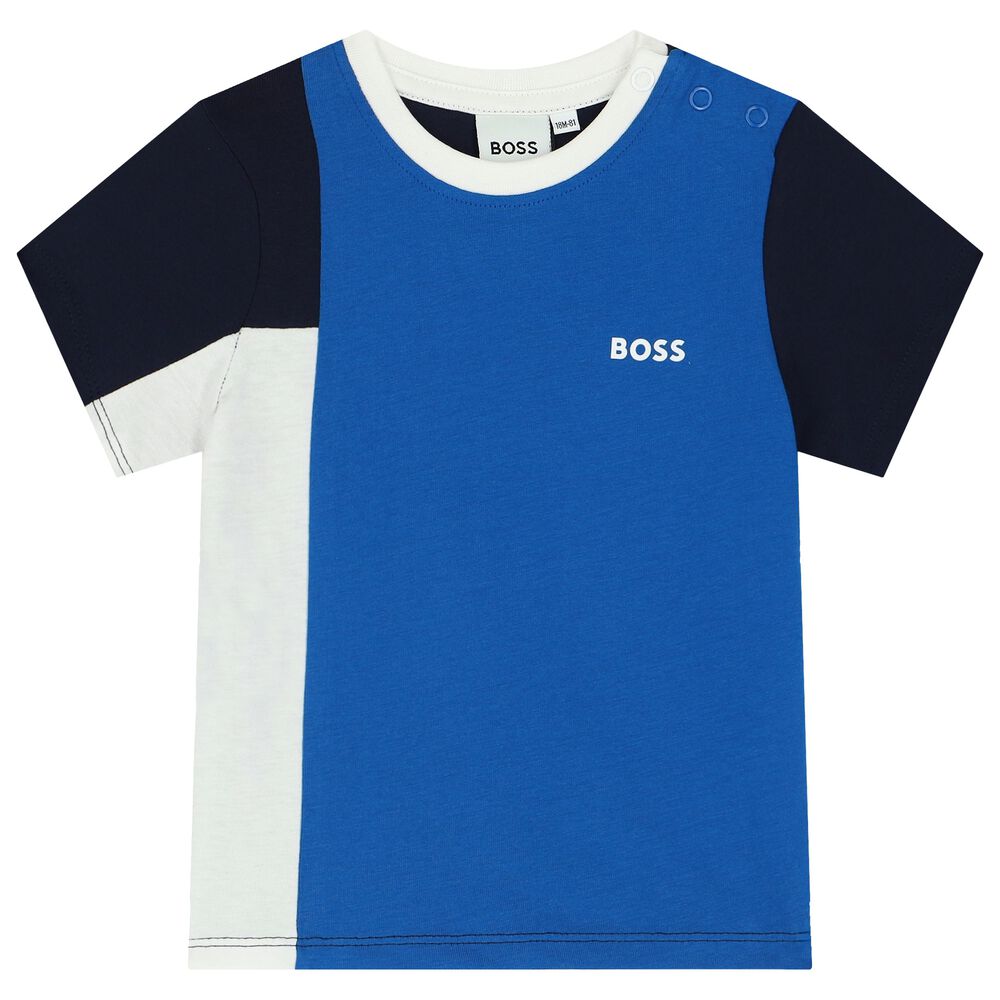 Camiseta Azul Paneles Manga Corta Bebé