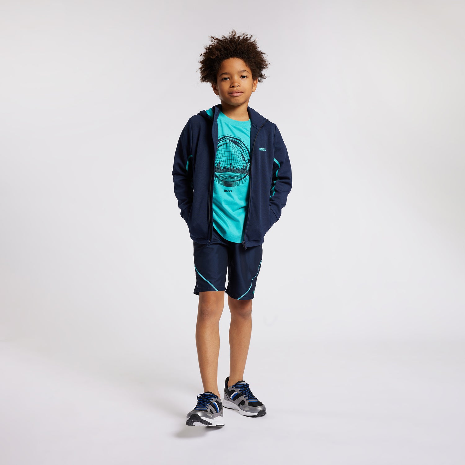 Camiseta Aqua Estampada Boss Niño