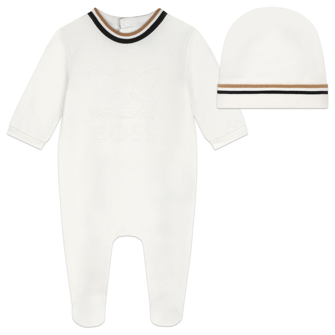 Pijama Polar Gorro Blanco New born