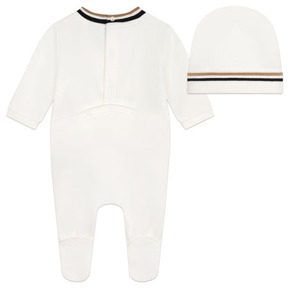 Pijama Polar Gorro Blanco New born