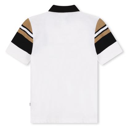 Polo Piqué Blanco Rayas Niño
