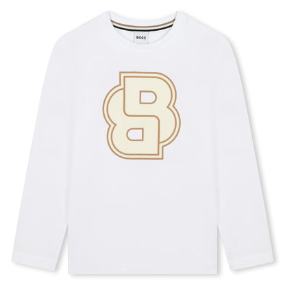 Camiseta Blanca Manga Larga Doble B Niño