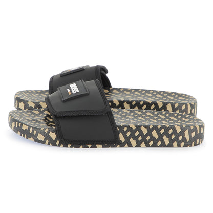 Chanclas Negras Estampado Integral Double B