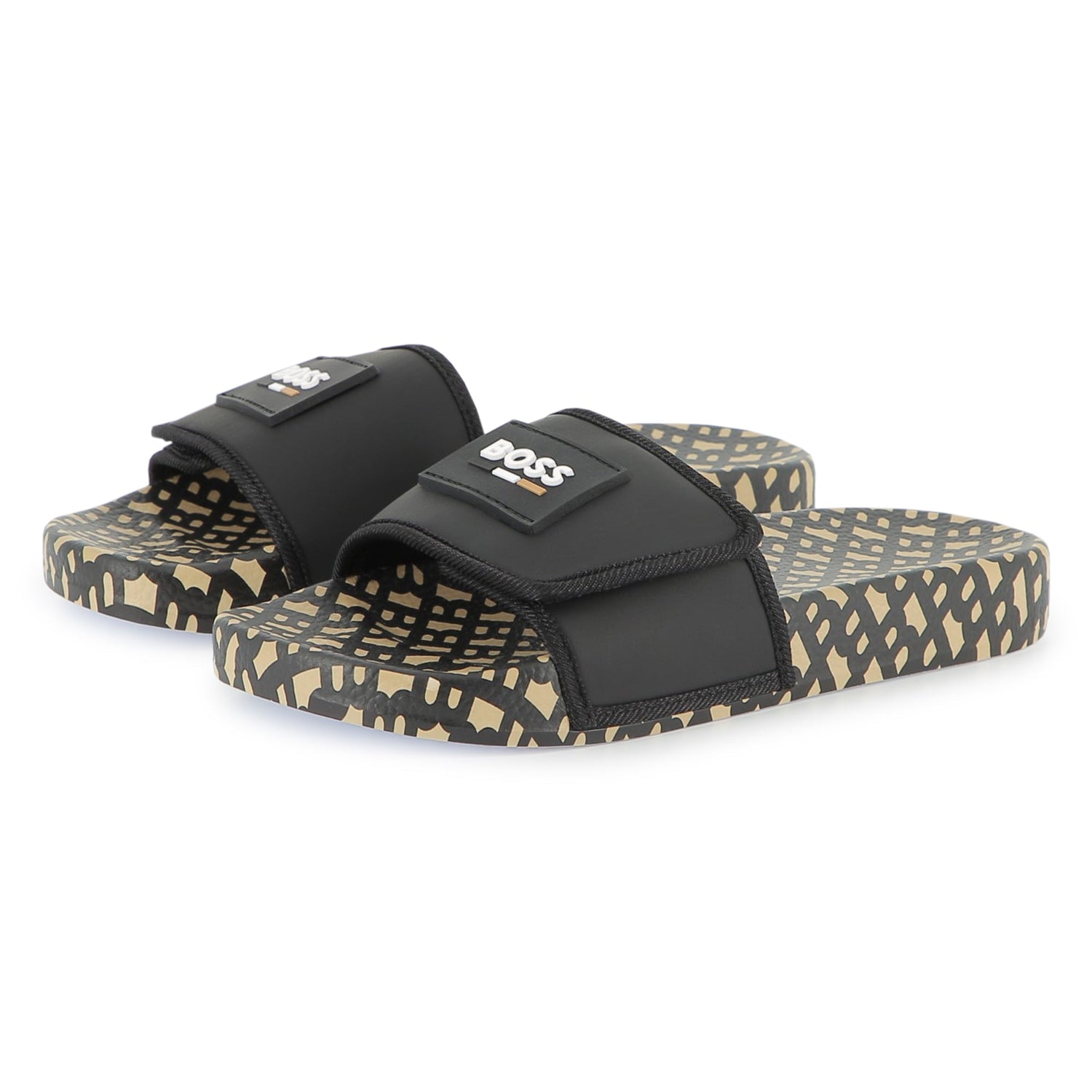 Chanclas Negras Estampado Integral Double B