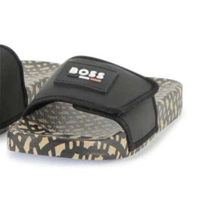 Chanclas Negras Estampado Integral Double B
