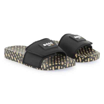 Chanclas Negras Estampado Integral Double B