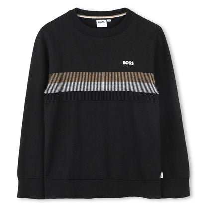 Sweater Tejido Algodón Negro Tricolor Niño