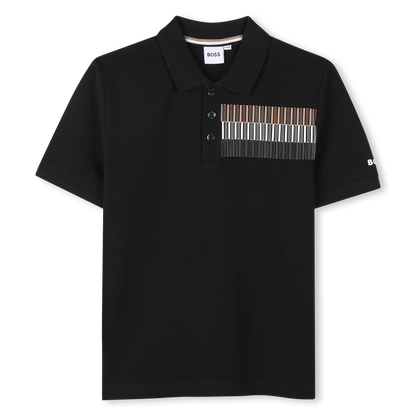 Polo Piqué Blanca Impresión Tricolor Niño