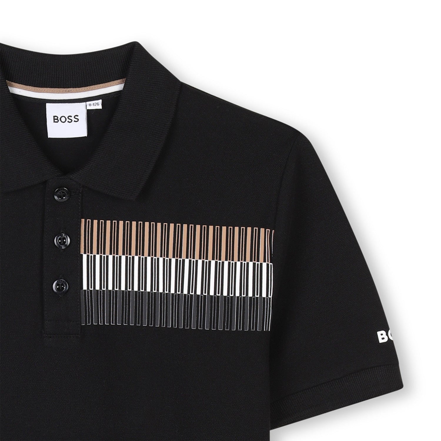 Polo Piqué Blanca Impresión Tricolor Niño