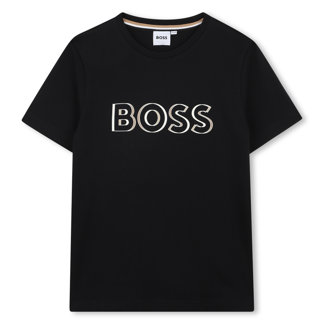 Camiseta Algodón Negra Logotipo Fantasía Niño