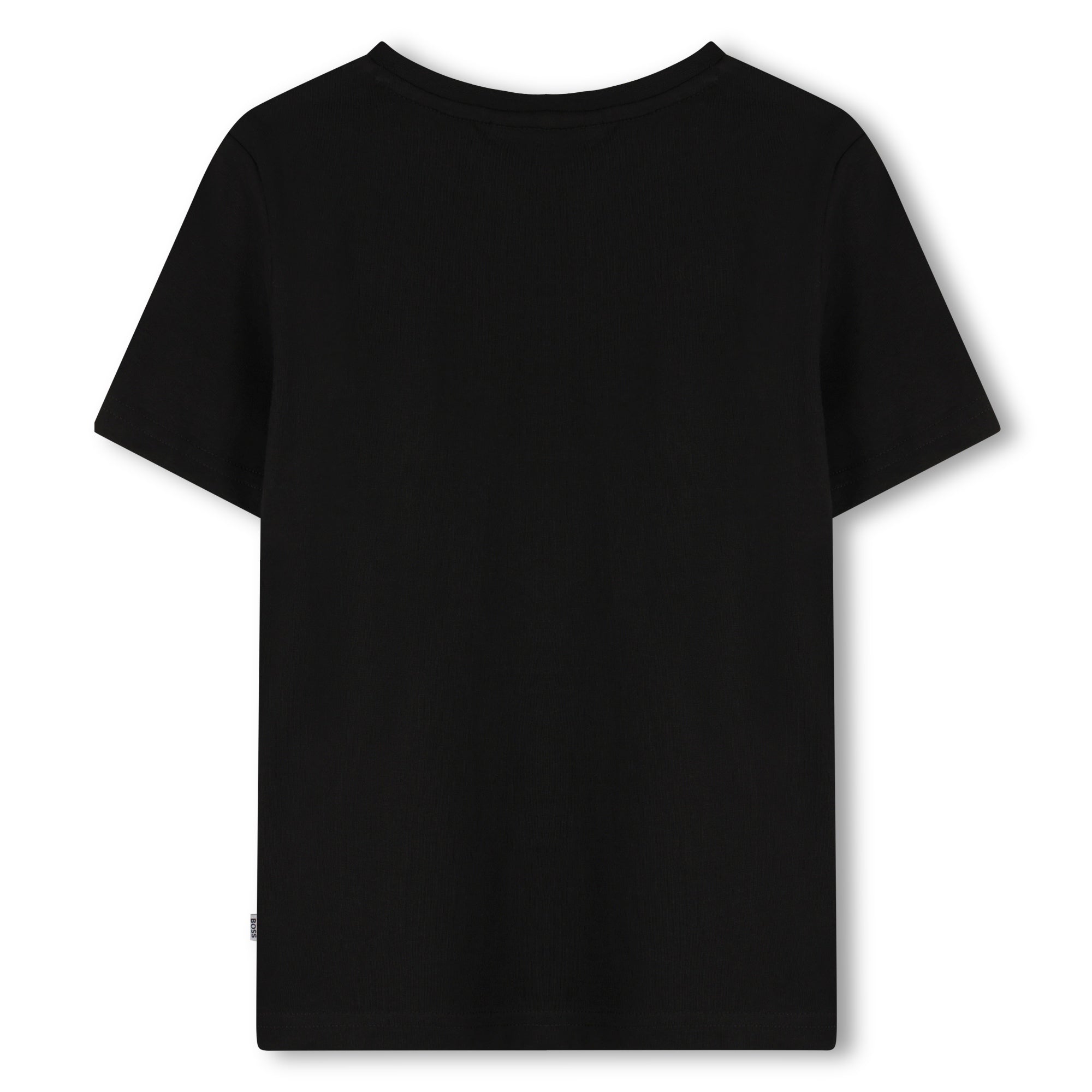 Camiseta Algodón Negra Impresión Tricolor Niño