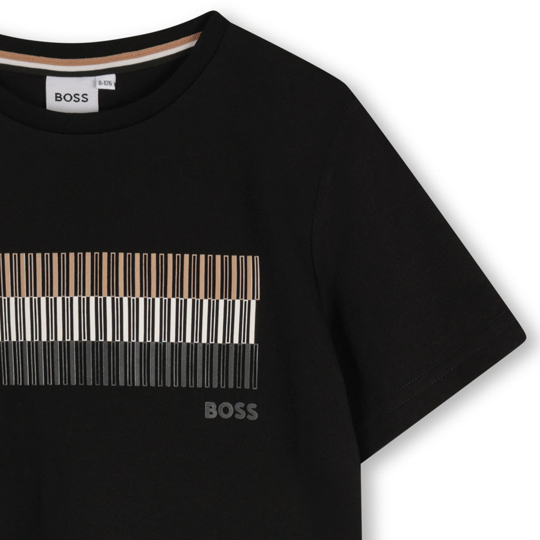 Camiseta Algodón Negra Impresión Tricolor Niño