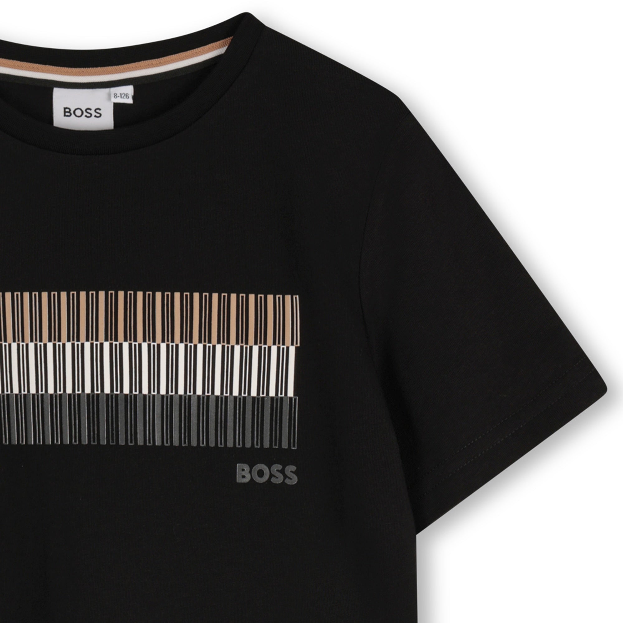 Camiseta Algodón Negra Impresión Tricolor Niño
