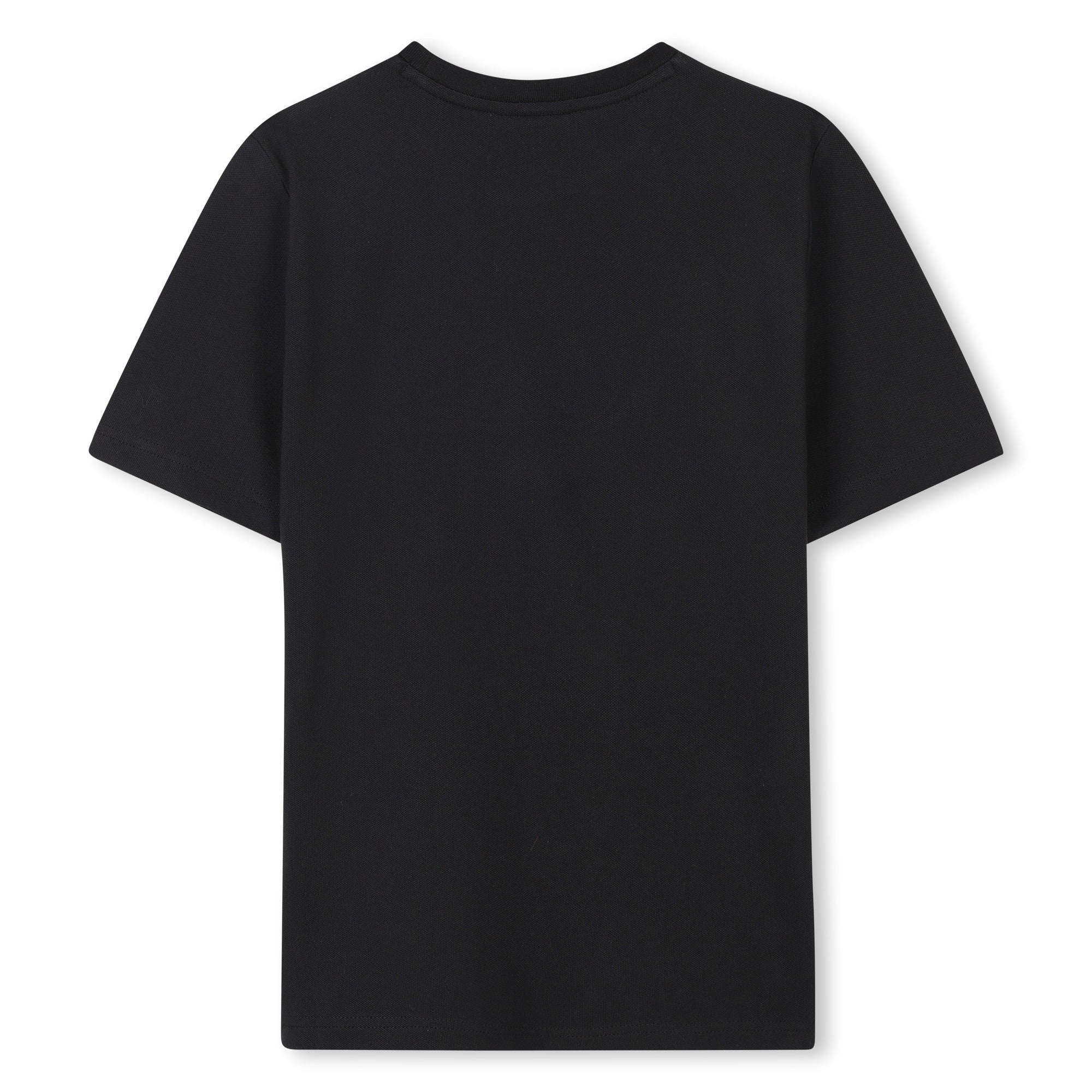 Camiseta Piqué Algodón Negra Logotipo Icónico Bordado Niño