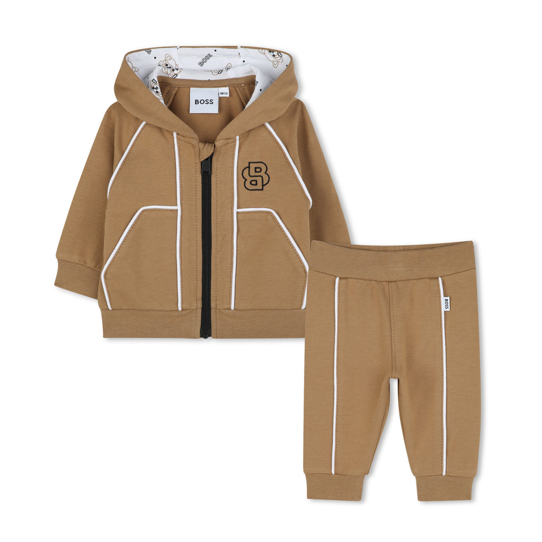 Conjunto Camel Cárdigan Hooded Joggers