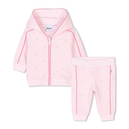 Conjunto Rosa Pálido Cárdigan Hooded Joggers