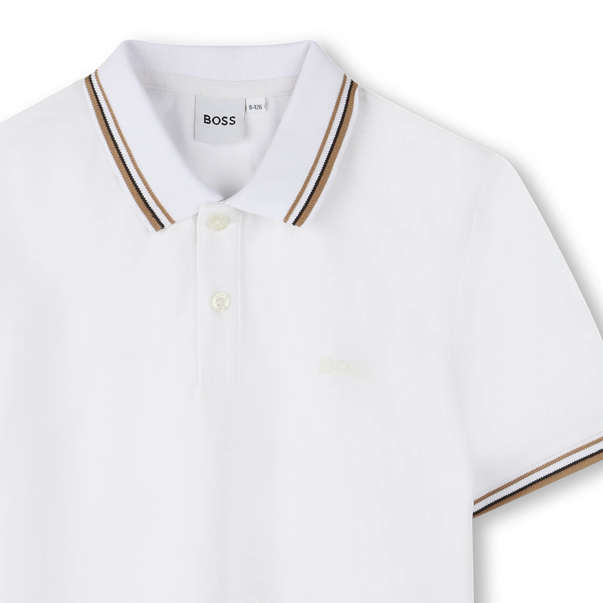 Polo Blanca Clásica Rayas Icónicas