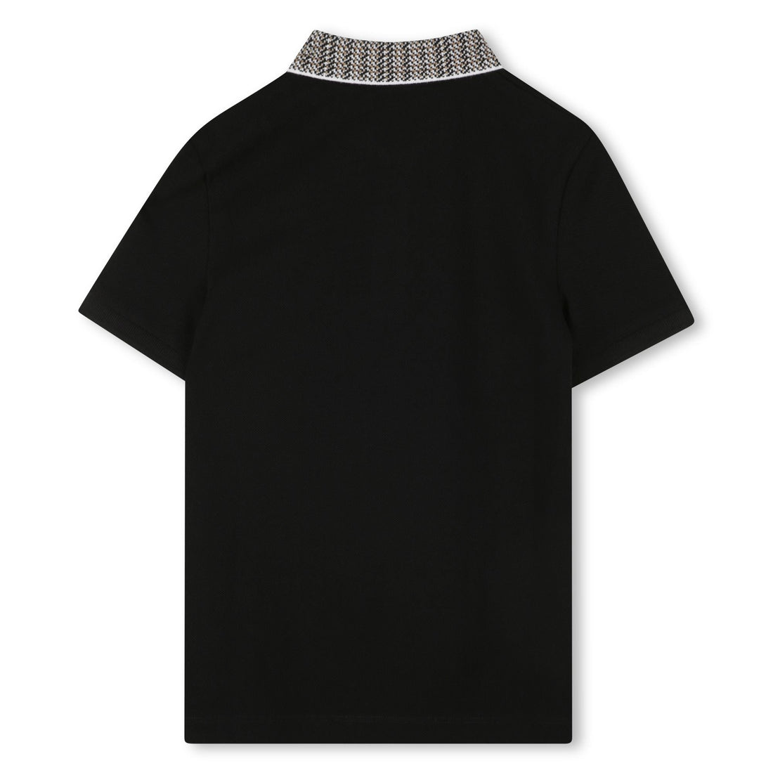 Polo Negra Cuello Bordado Integral