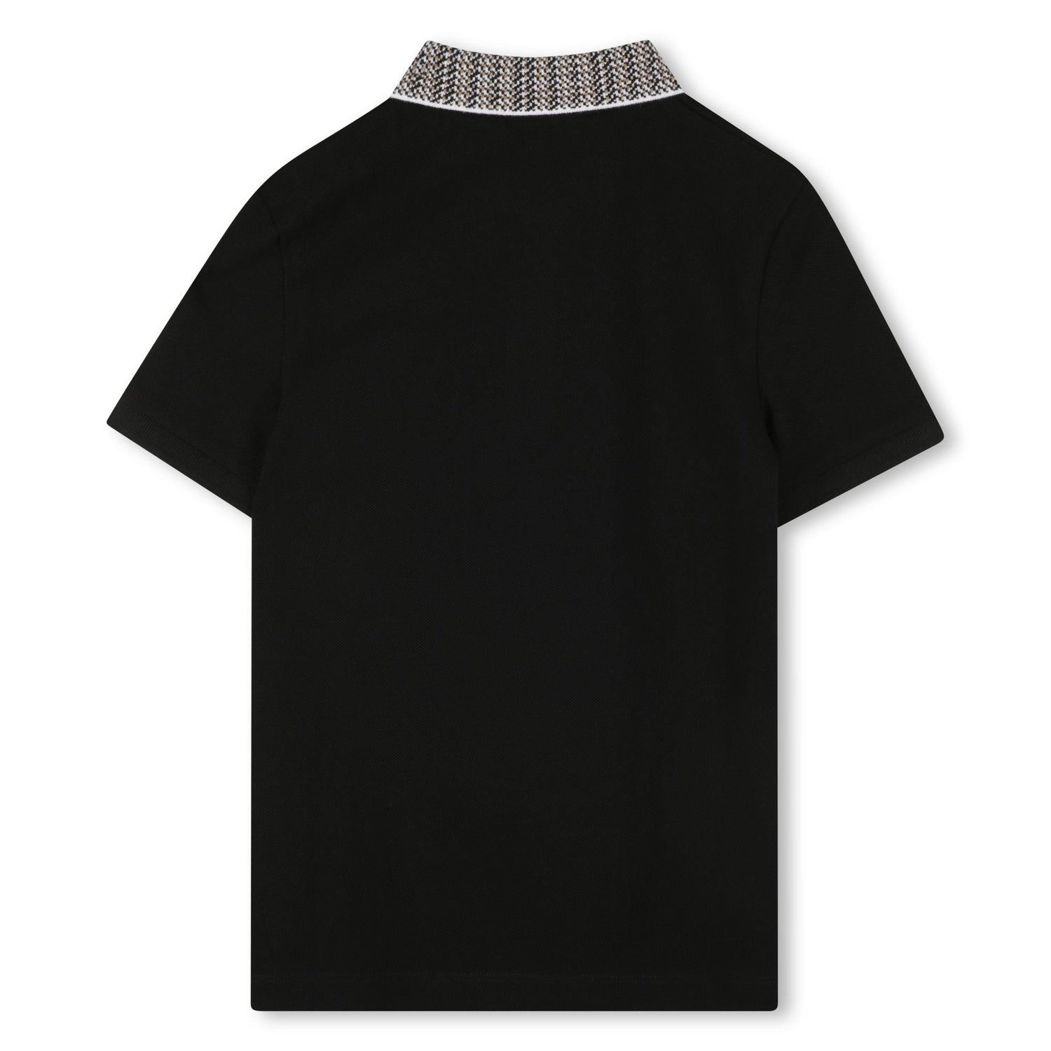 Polo Negra Cuello Bordado Integral