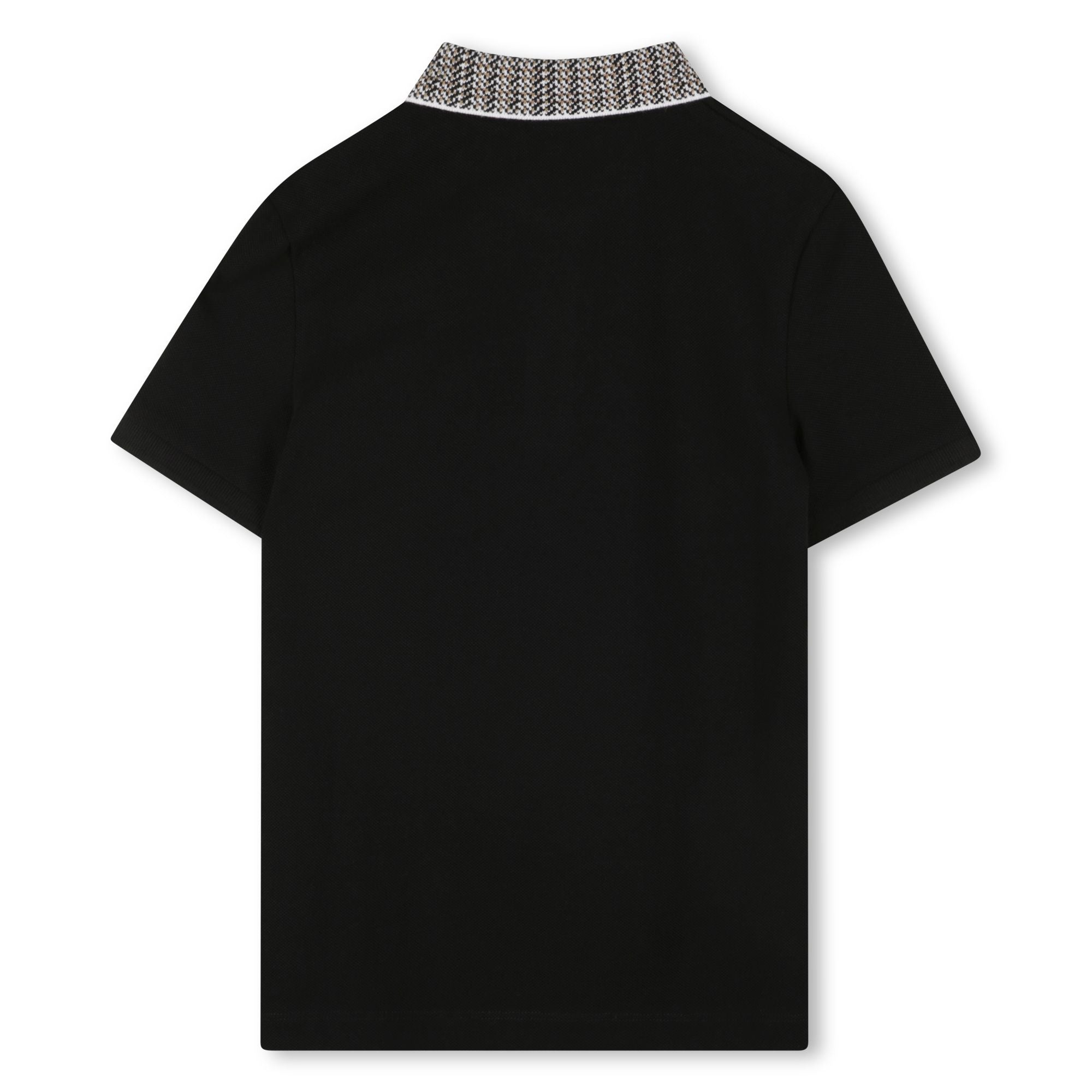 Polo Negra Cuello Bordado Integral