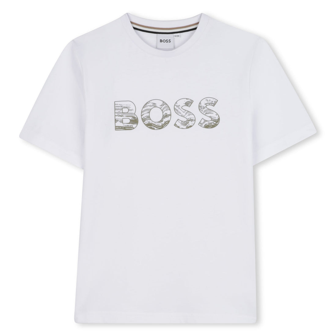 Camiseta Blanca Logo Relieve Abstracto