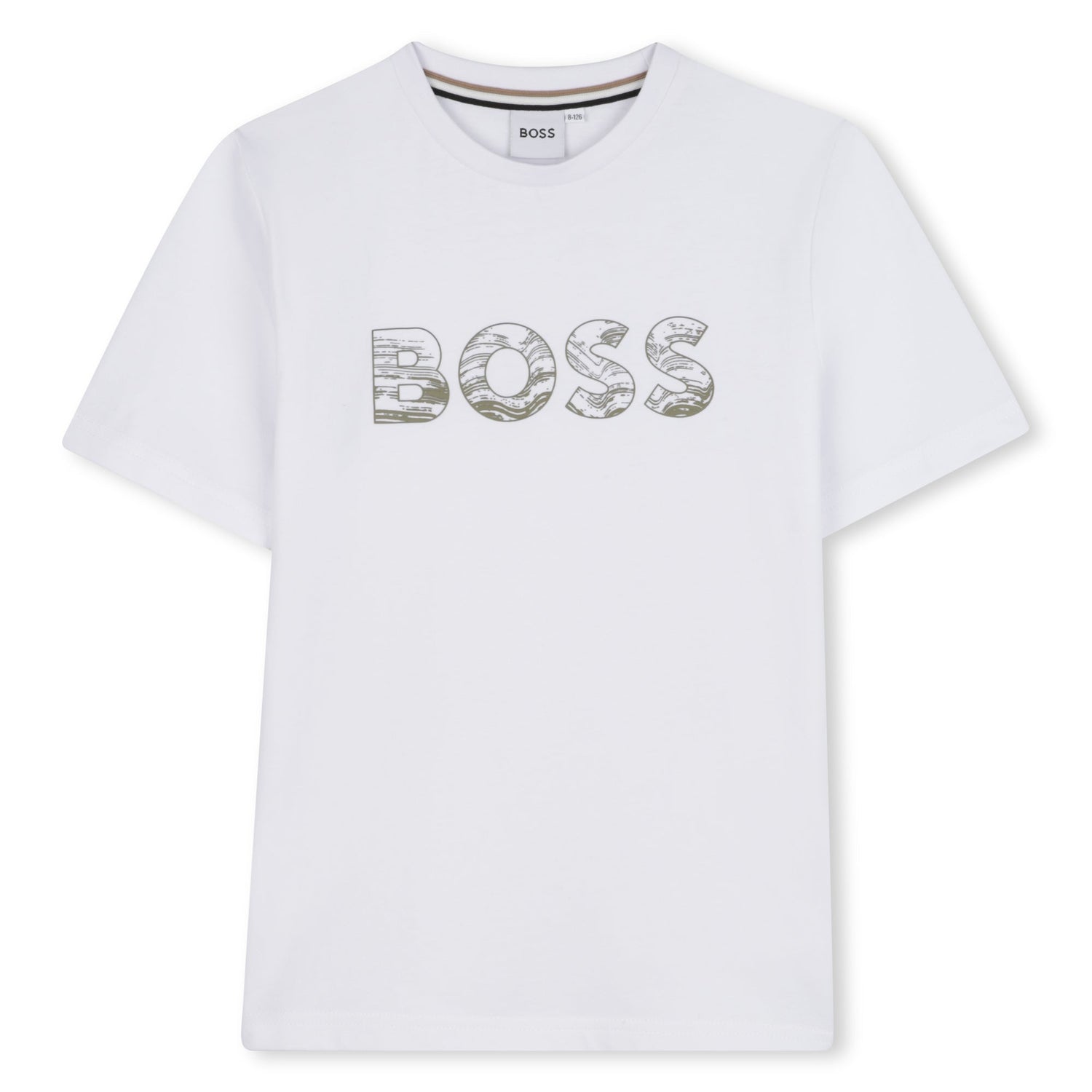 Camiseta Blanca Logo Relieve Abstracto