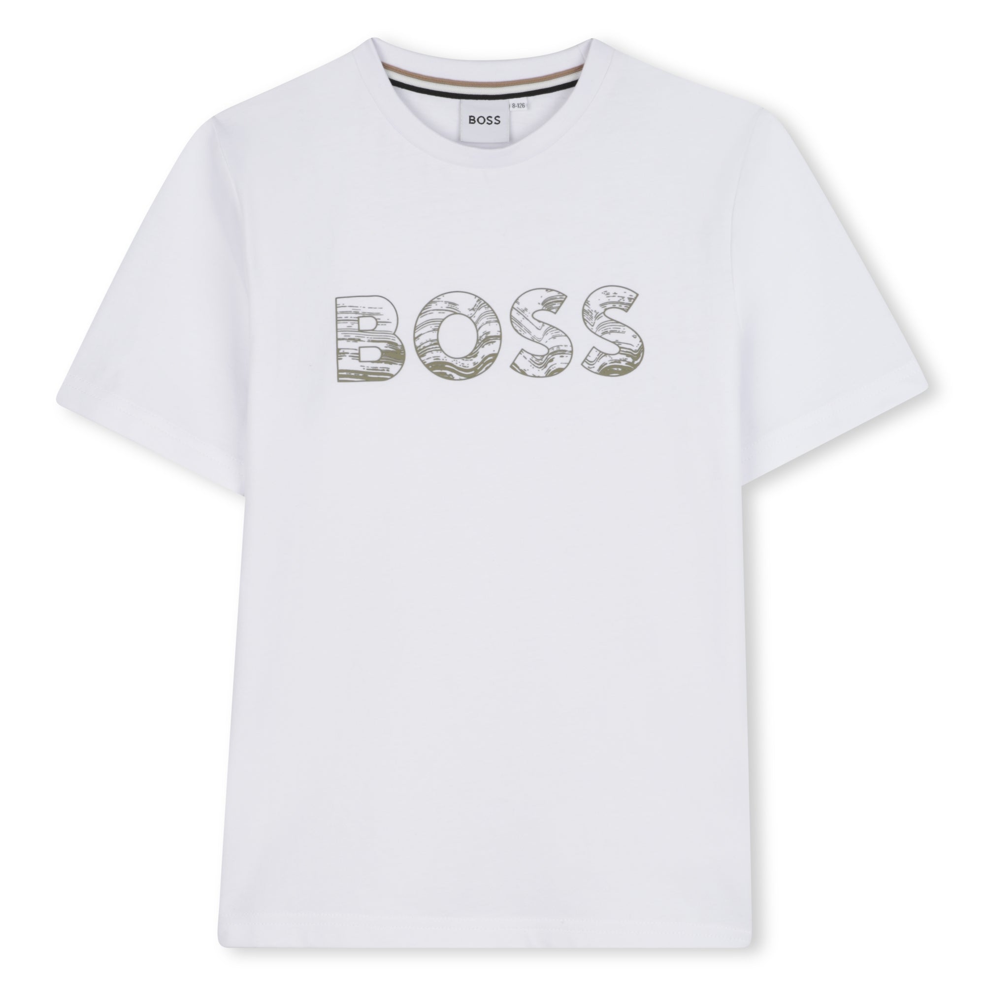 Camiseta Blanca Logo Relieve Abstracto