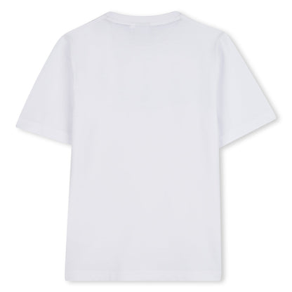 Camiseta Blanca Logo Relieve Abstracto