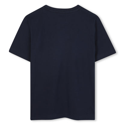 Camiseta Azul Logo Relieve Abstracto