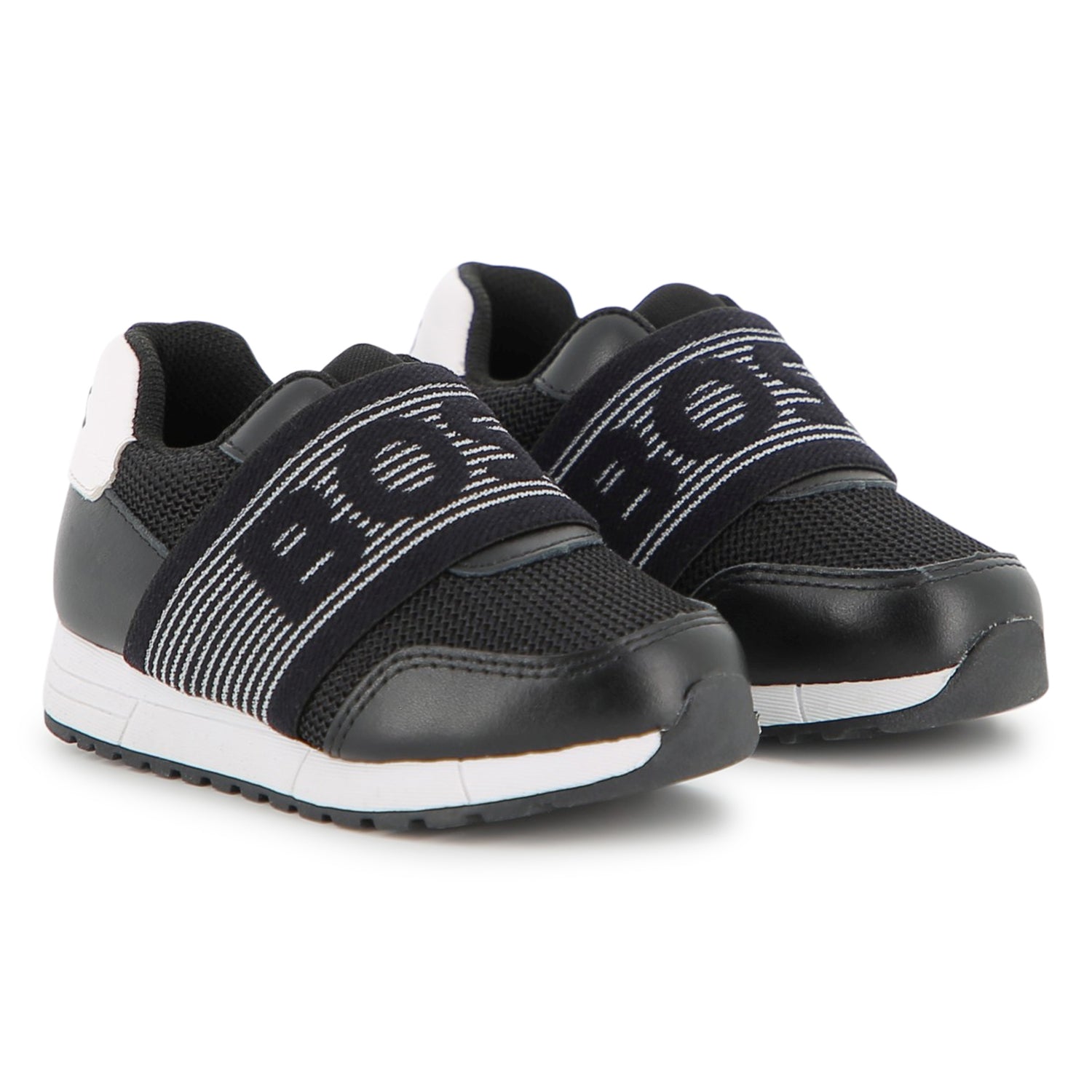 Sneakers Textil | Cuero Elástico Negros