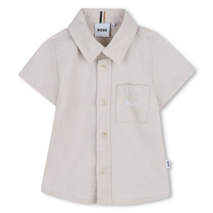 Camisa Lino Bolsillo Ivory
