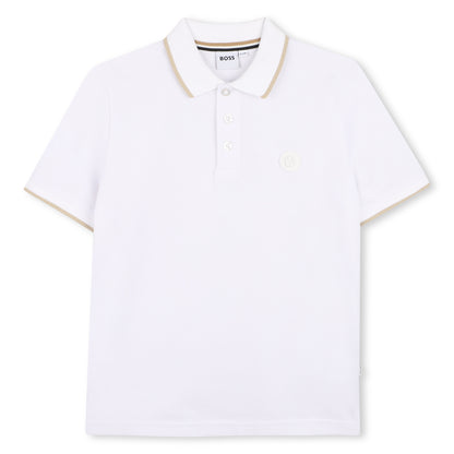 Polo Piqué Combinado Blanco