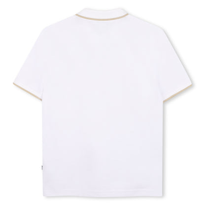 Polo Piqué Combinado Blanco