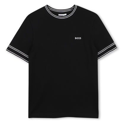 Camiseta Basics Piqué Franjas Blanca