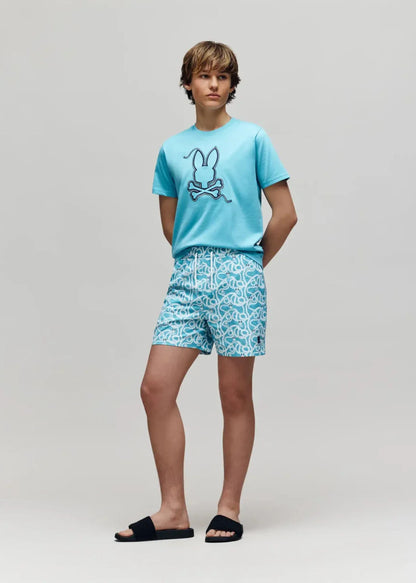 Bermuda Cyrus Azul Estampada Secado Rápido