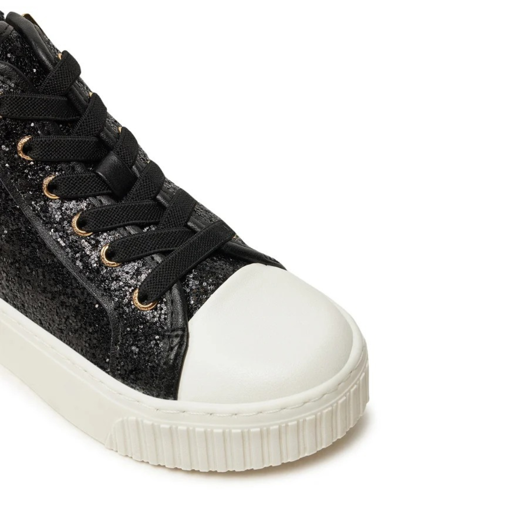 Sneakers Tipo Bota Negro Split Glitter