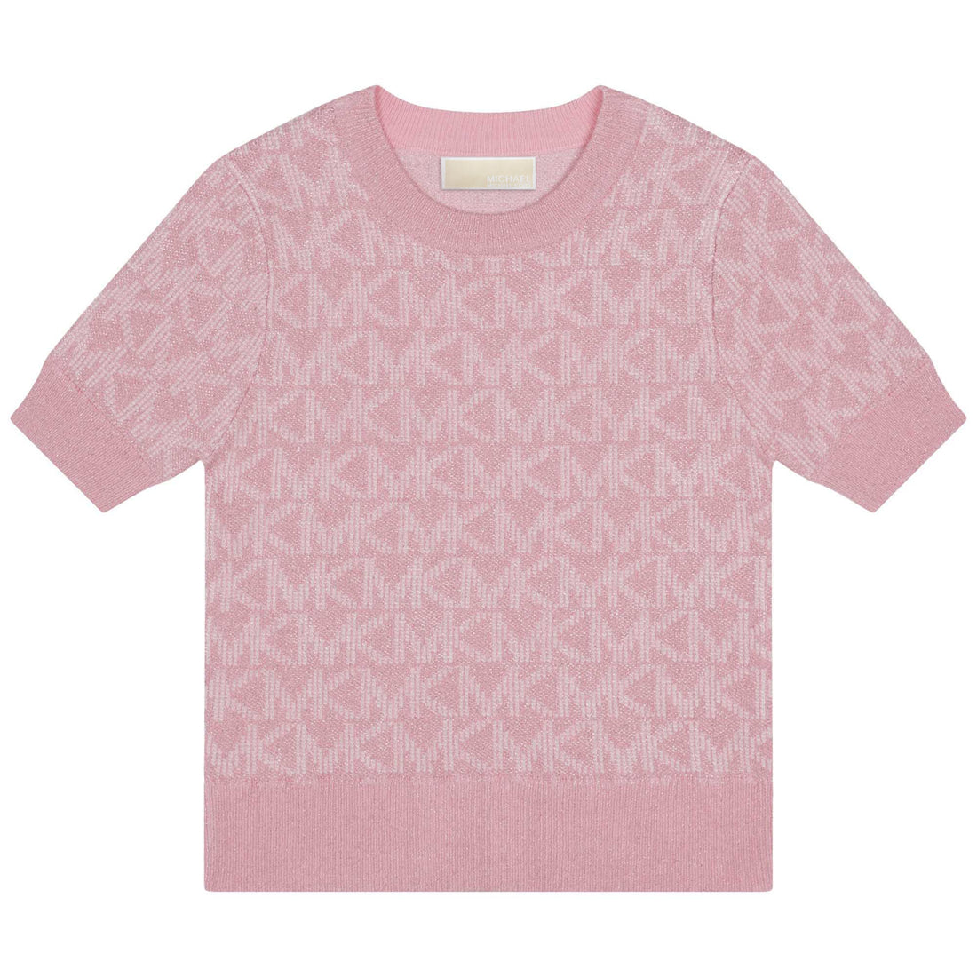 Sweater Rosa Manga Corta Jacquard Brillante MK