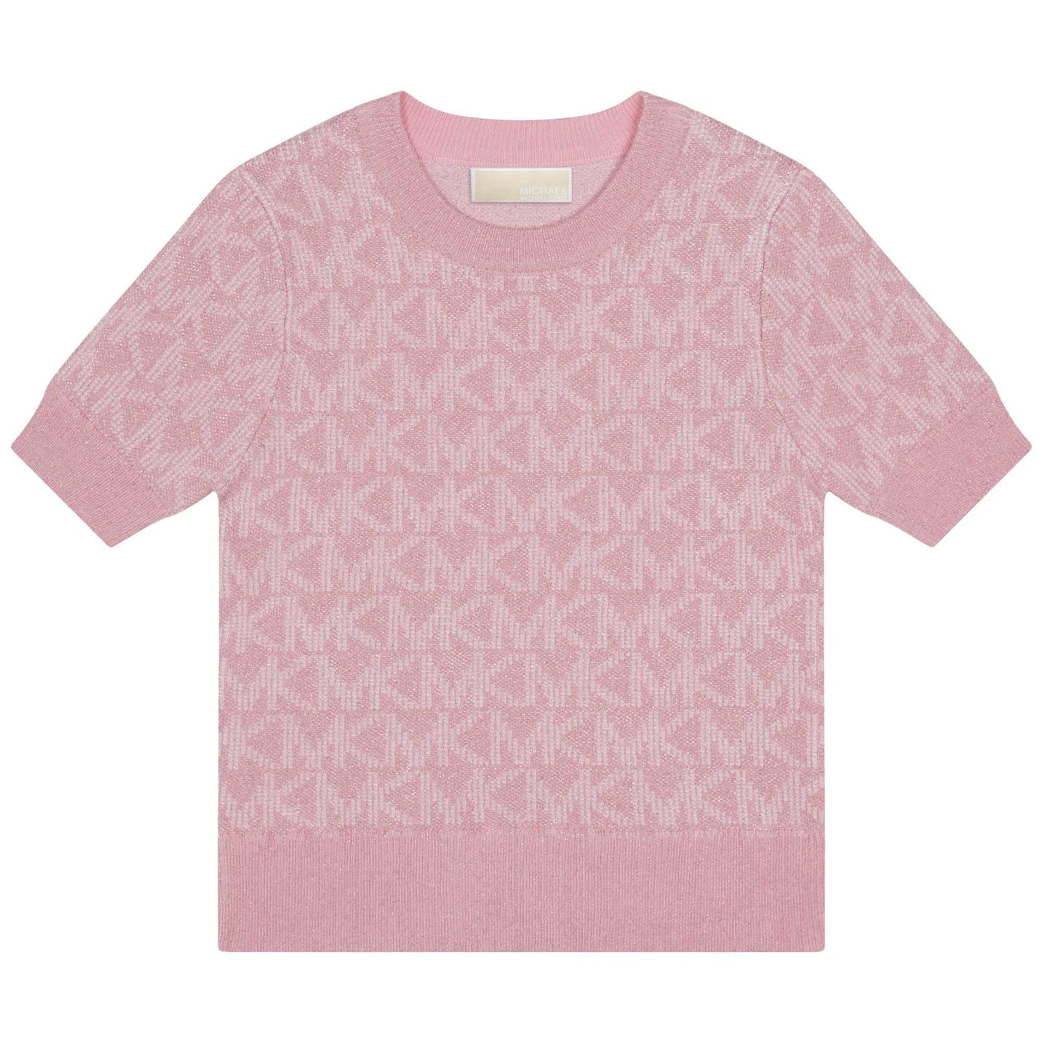 Sweater Rosa Manga Corta Jacquard Brillante MK