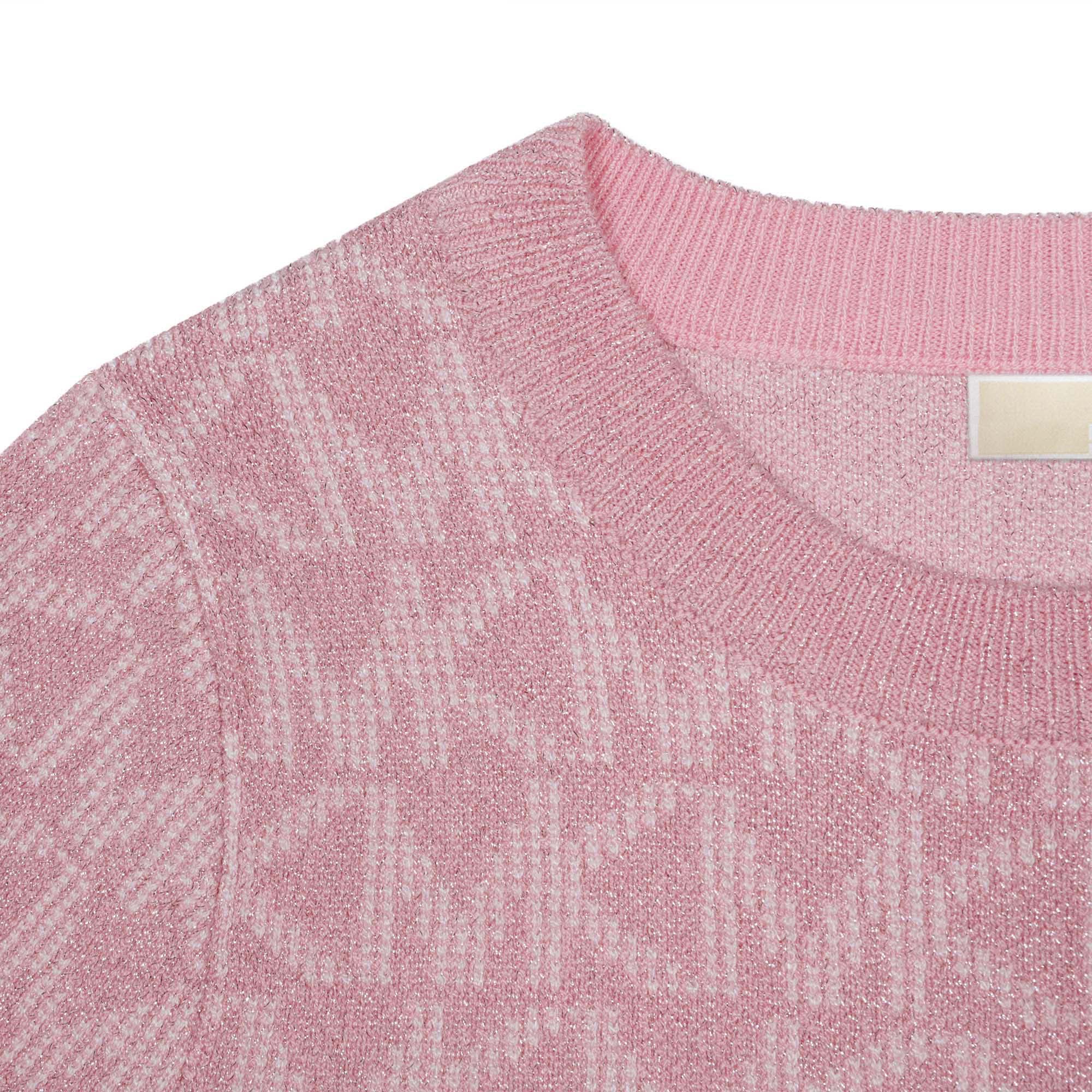 Sweater Rosa Manga Corta Jacquard Brillante MK