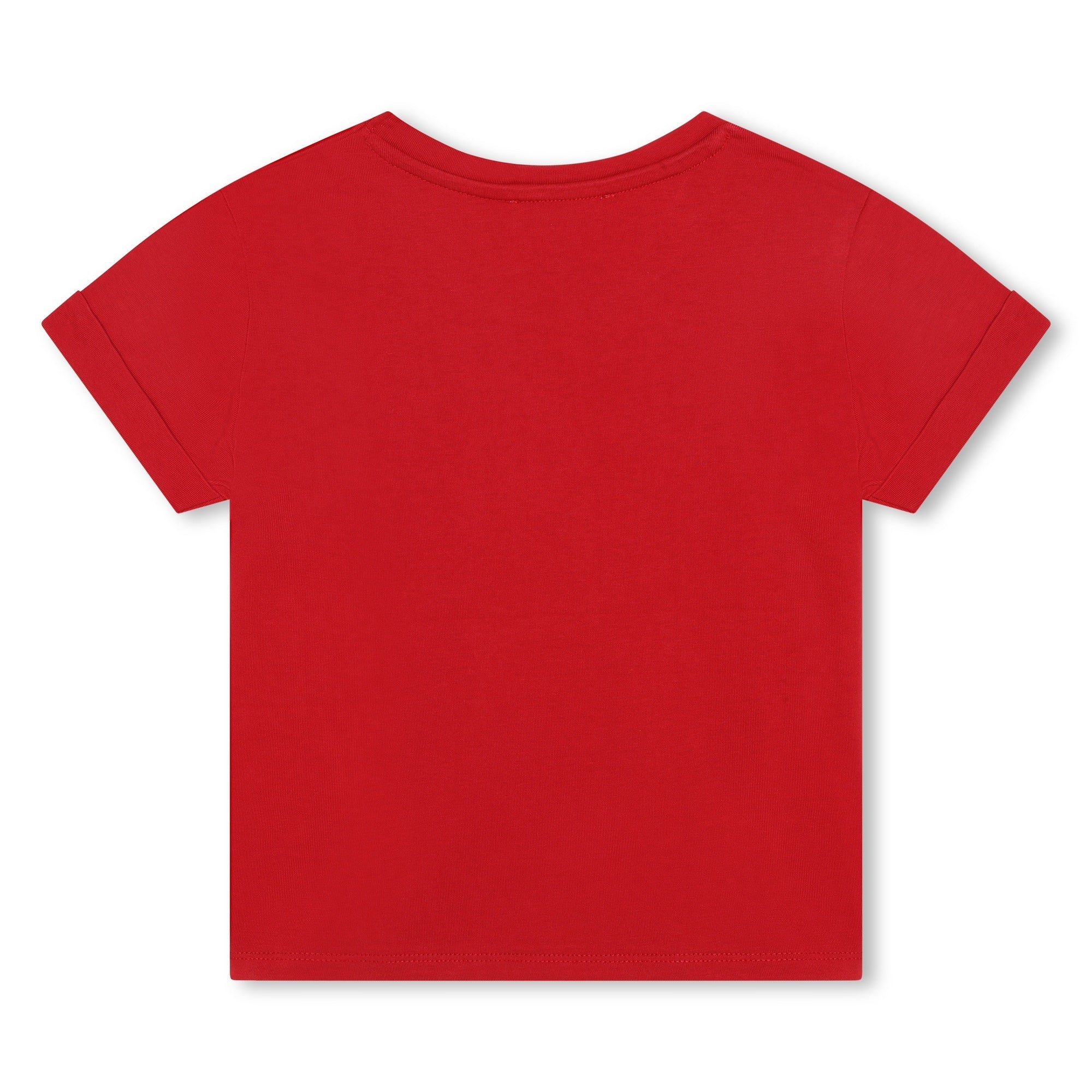 Camiseta Roja Manga Corta Lentejuela Corazón