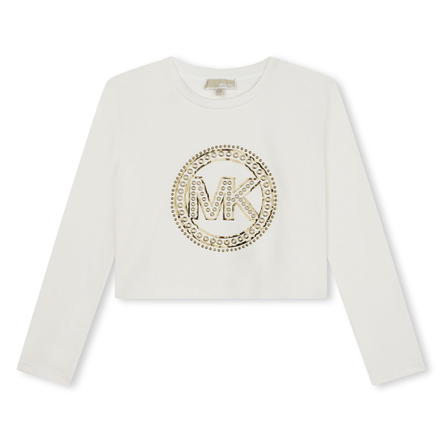 Camiseta Cropped Blanco Manga Larga Logotipo MK Charm